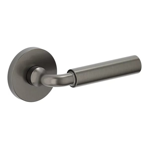 Baldwin - Estate Collection - Knobs & Levers - L031 Gramercy Curved Door Lever w/ 5046 Rose (Pre-Configured)