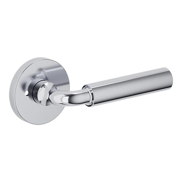 Baldwin - Estate Collection - Knobs & Levers - L031 Gramercy Curved Door Lever w/ 5046 Rose (Pre-Configured)