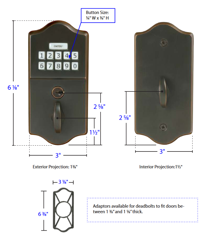 Emtek - Electronic Locksets - Classic Brass Keypad Deadbolt