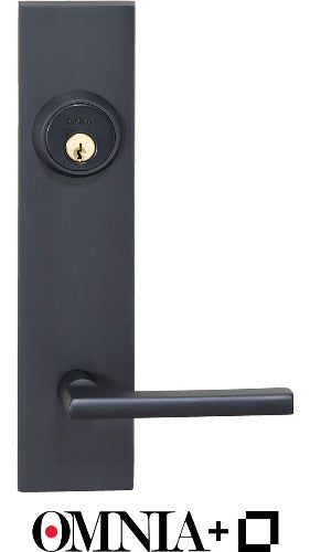 Omnia Modern Keyless Deadbolt Entrance Lever 943 Lockset with Plates powered by Level
