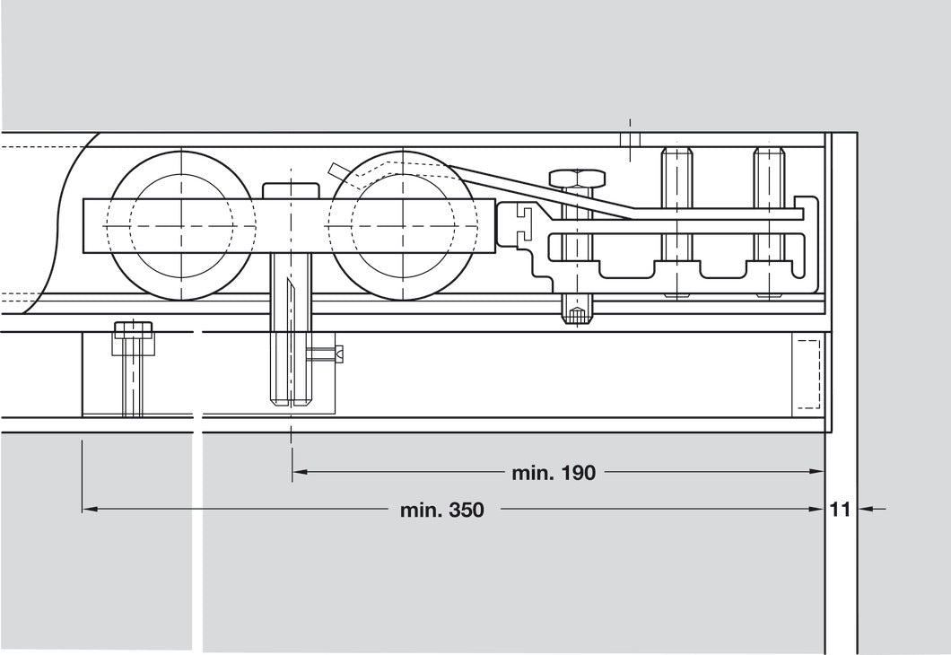 Hafele HAWA Junior 160/B Sliding Door Hardware Set (Track NOT Included)