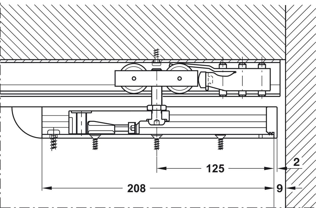 Hafele HAWA Junior 80/B Sliding Door Hardware Set (Track NOT Included)