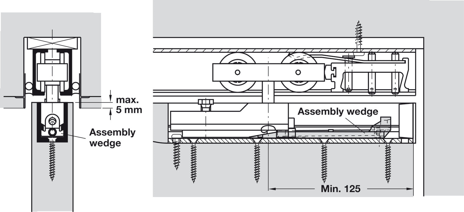 Hafele HAWA Junior 80/B Sliding Door Hardware Set (Track NOT Included)