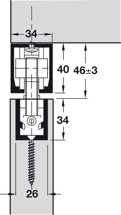 Hafele HAWA Junior 80/B Sliding Door Hardware Set (Track NOT Included)