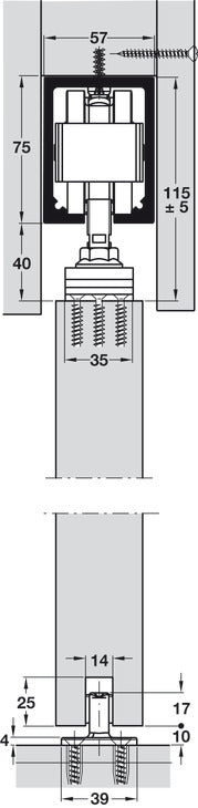 Hafele HAWA Junior 250/A Sliding Door Hardware Set (Track NOT Included)