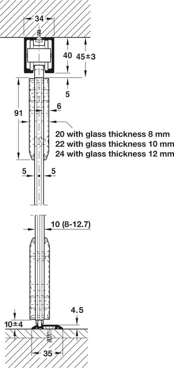 Hafele HAWA Junior 80/GP Sliding Door Hardware Set (Track NOT Included)