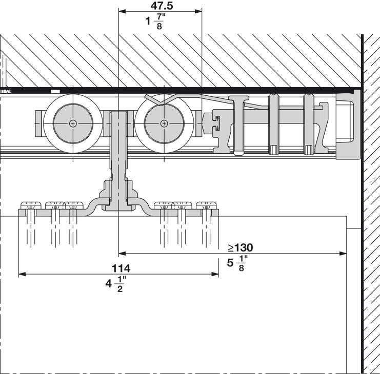 Hafele HAWA Junior 80/Inox Sliding Door Hardware Set (Track NOT Included)