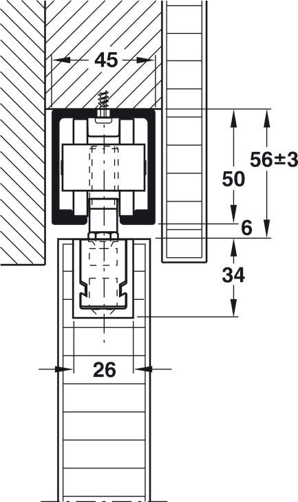 Hafele HAWA Junior 120/B Sliding Door Hardware Set (Track NOT Included)