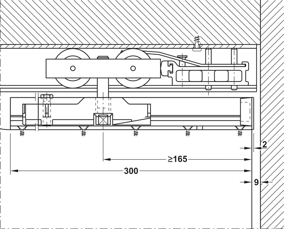 Hafele HAWA Junior 120/B Sliding Door Hardware Set (Track NOT Included)