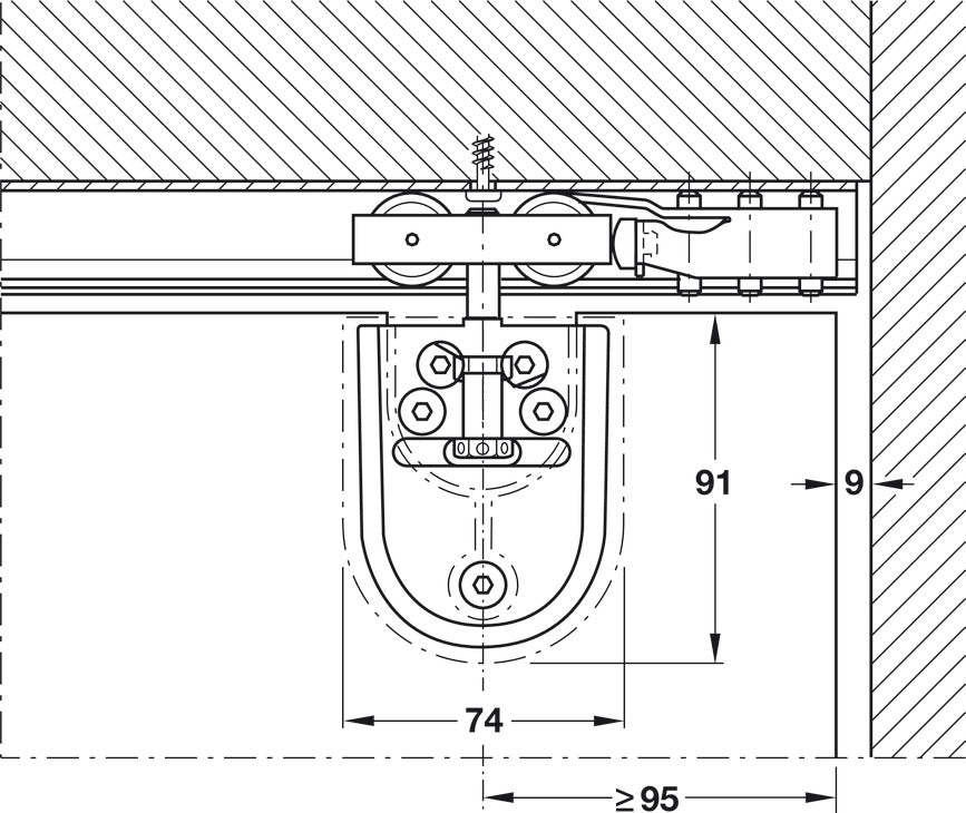 Hafele HAWA Junior 40/GP Sliding Door Hardware Set (Track NOT Included)