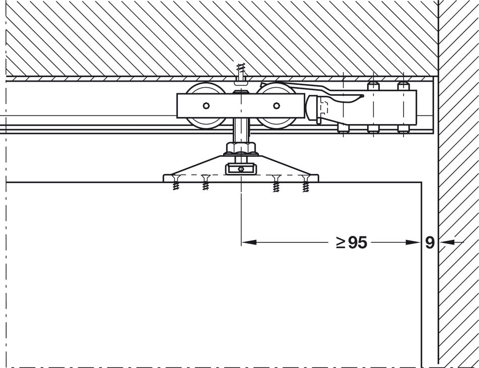 Hafele HAWA Junior 40/Z Sliding Door Hardware Set (Track NOT Included)