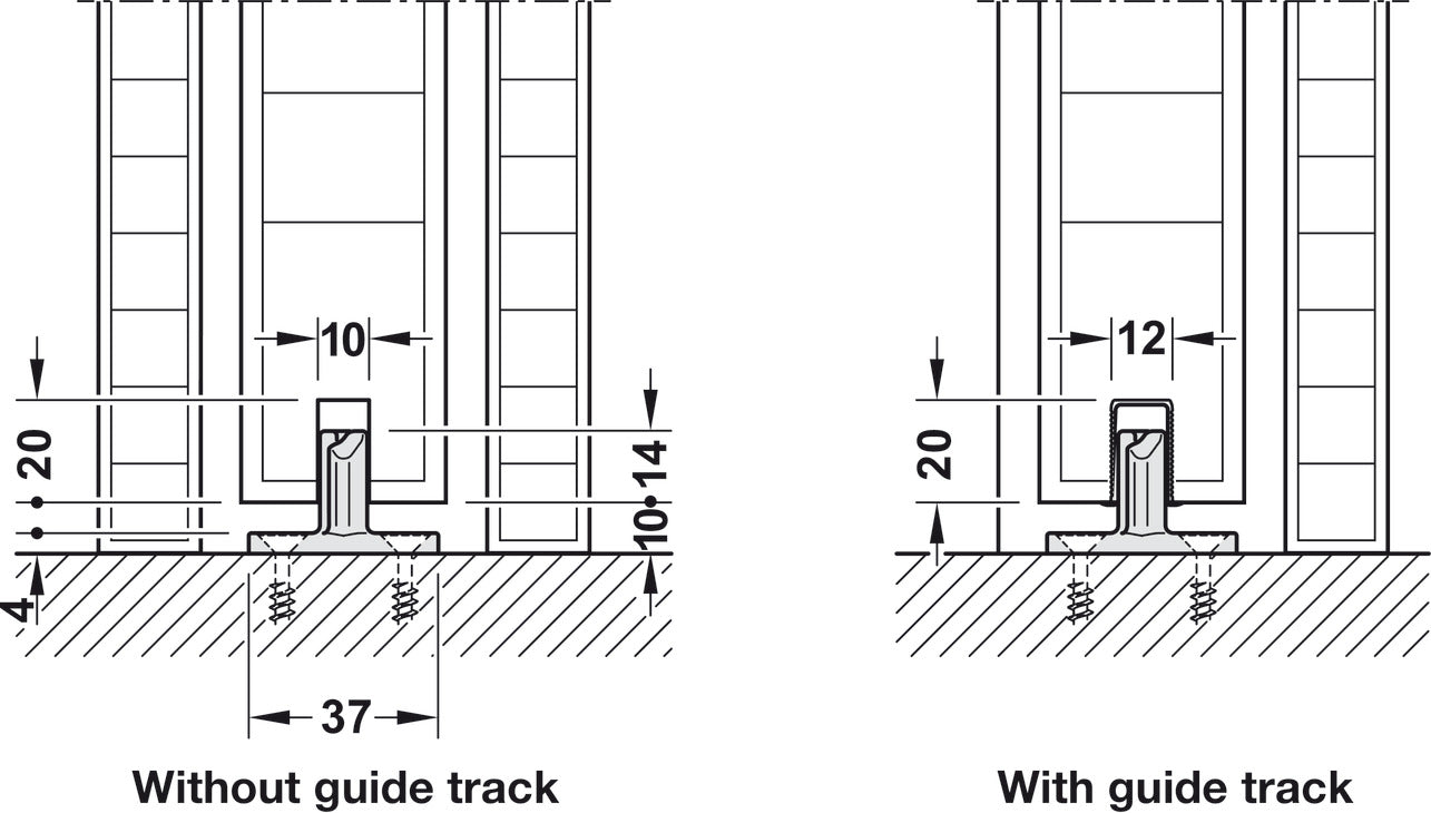 Hafele HAWA Junior 80/GP Sliding Door Hardware Set (Track NOT Included)