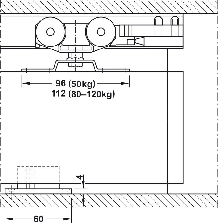 Hafele Slido D-Line11 (50P/80P/120P) Sliding Door Hardware Set (Track NOT Included)