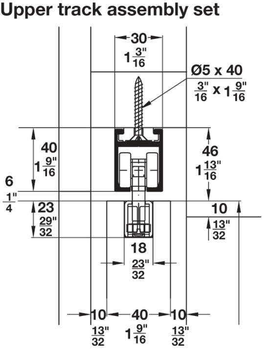 Hafele Hawa Upper Track (Pre-Drilled) for Symmetric/Telescopic/Junior