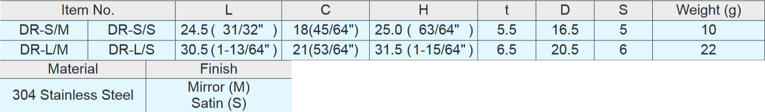 Sugatsune DR Stainless Steel Finger Pull