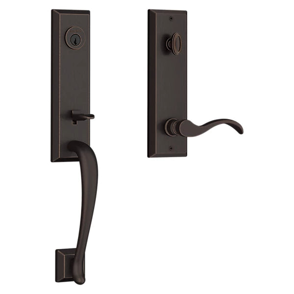 Baldwin - Reserve Collection - Tubular Entry Handlesets - Del Mar 3/4 Escutcheon Emergency Egress Handleset w/ Curve Lever & Square Bevel Rose