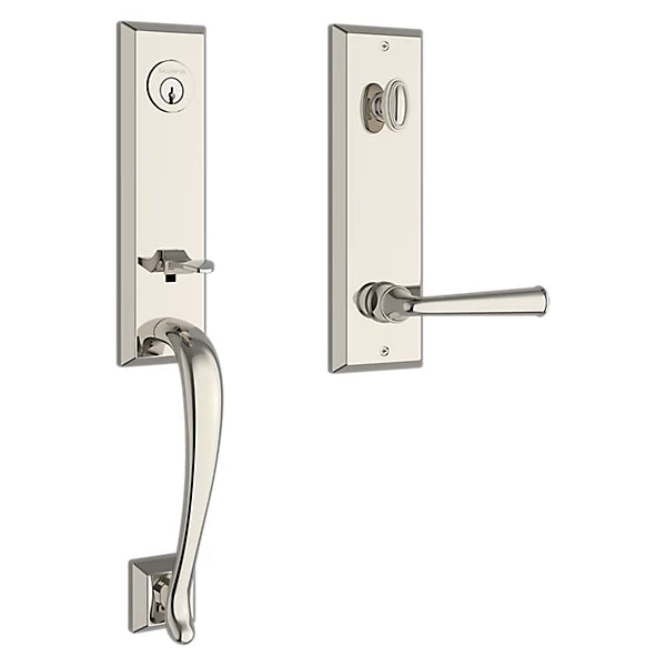 Baldwin - Reserve Collection - Tubular Entry Handlesets - Del Mar 3/4 Escutcheon Emergency Egress Handleset w/ Federal Lever & Square Bevel Rose
