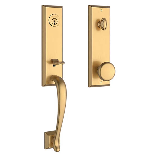 Baldwin - Reserve Collection - Tubular Entry Handlesets - Del Mar 3/4 Escutcheon Emergency Egress Handleset w/ Round Knob & Square Bevel Rose