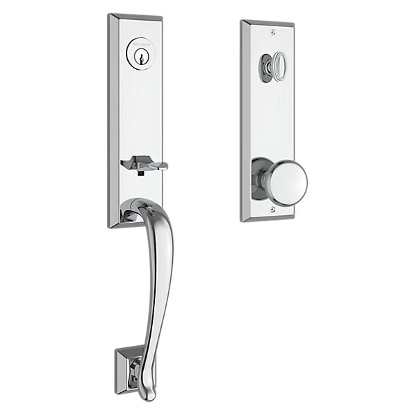Baldwin - Reserve Collection - Tubular Entry Handlesets - Del Mar 3/4 Escutcheon Emergency Egress Handleset w/ Round Knob & Square Bevel Rose