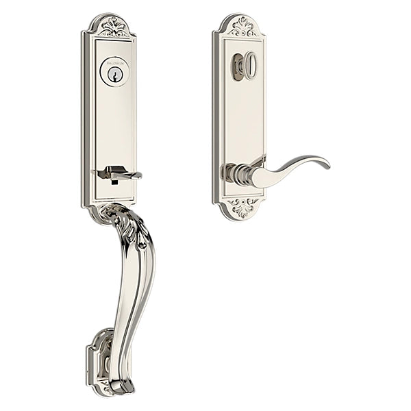 Baldwin - Reserve Collection - Tubular Entry Handlesets - Elizabeth 3/4 Escutcheon Emergency Egress Handleset w/ Curve Lever & Elizabeth Rose