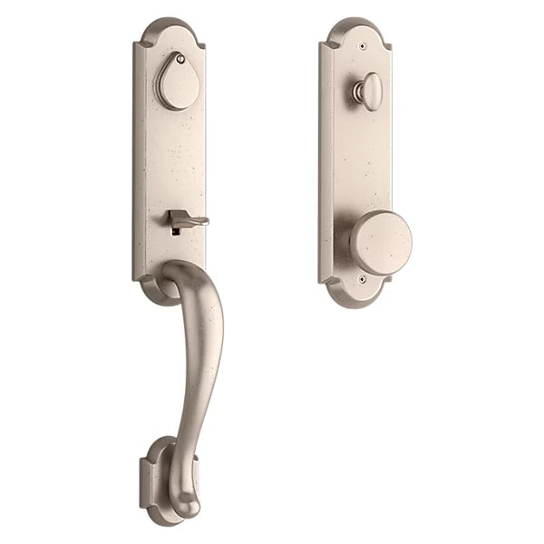 Baldwin - Reserve Collection - Tubular Entry Handlesets - Kodiak 3/4 Escutcheon Emergency Egress Handleset w/ Rustic Knob & Rustic Arched Rose