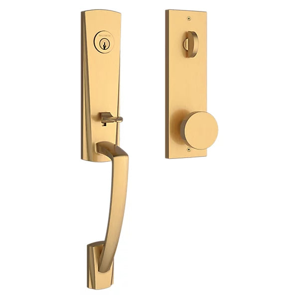 Baldwin - Reserve Collection - Tubular Entry Handlesets - Miami 3/4 Escutcheon Emergency Egress Handleset w/ Contemporary Knob & Contemporary Square Rose