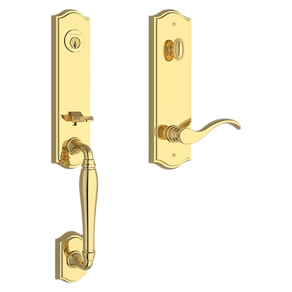 Baldwin - Reserve Collection - Tubular Entry Handlesets - New Hampshire 3/4 Escutcheon Emergency Egress Handleset w/ Curve Lever & Traditional Arched Rose