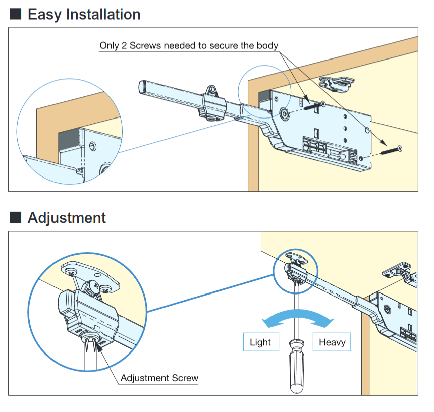 Sugatsune SLS-ELAN Easy Lift-Up Stay For Flap Doors