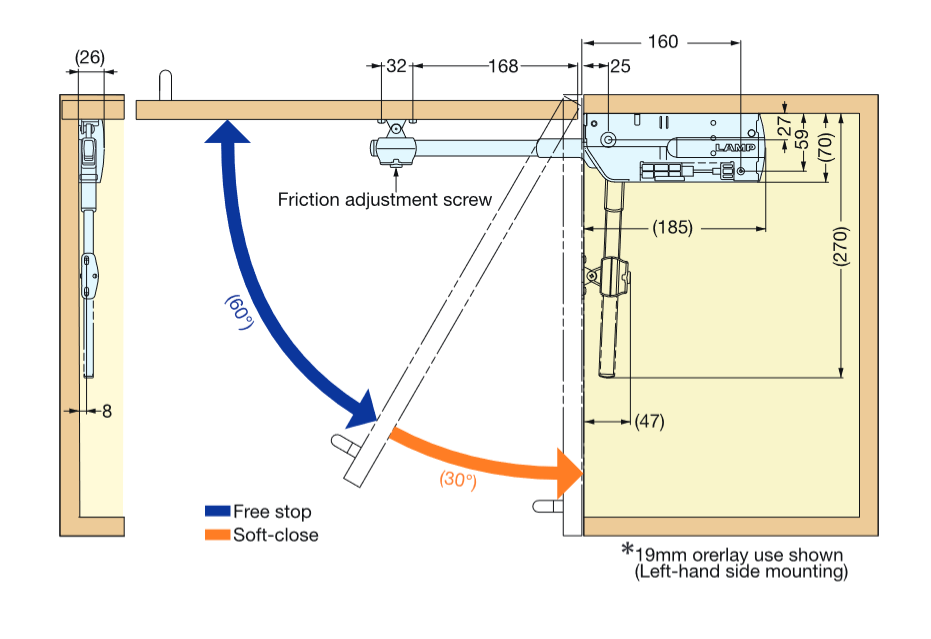 Sugatsune SLS-ELAN Easy Lift-Up Stay For Flap Doors