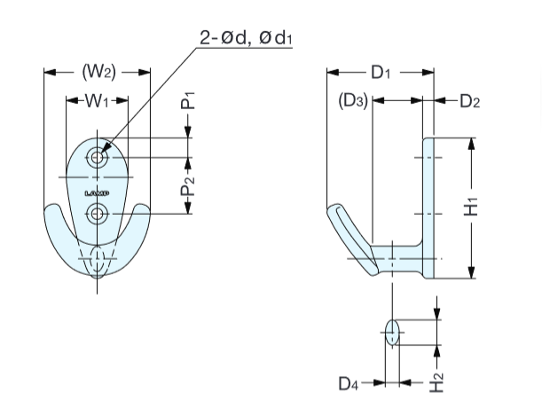 Sugatsune EU Stainess Steel Fork Hook