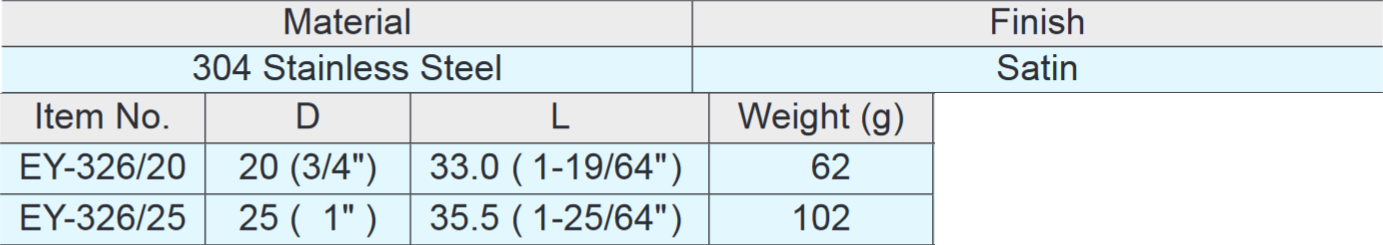 Sugatsune EY-326 Stainless Steel Knob