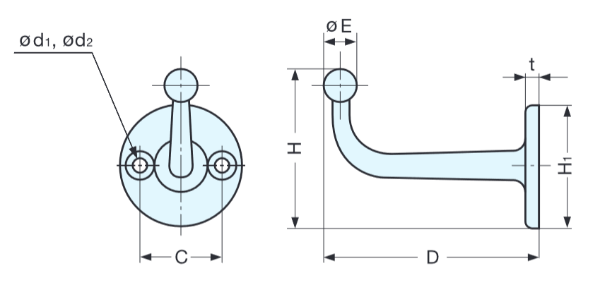 Sugatsune FC-50/65 Stainless Steel Single Hook