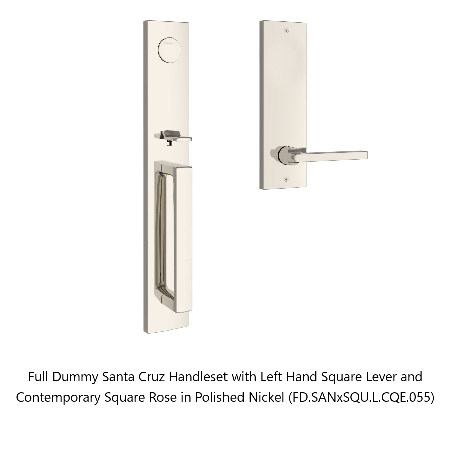 Baldwin - Reserve Collection - Egress Handlesets - Santa Cruz Full Escutcheon Tubular Entry Handleset with Interior Lever (Full Dummy)