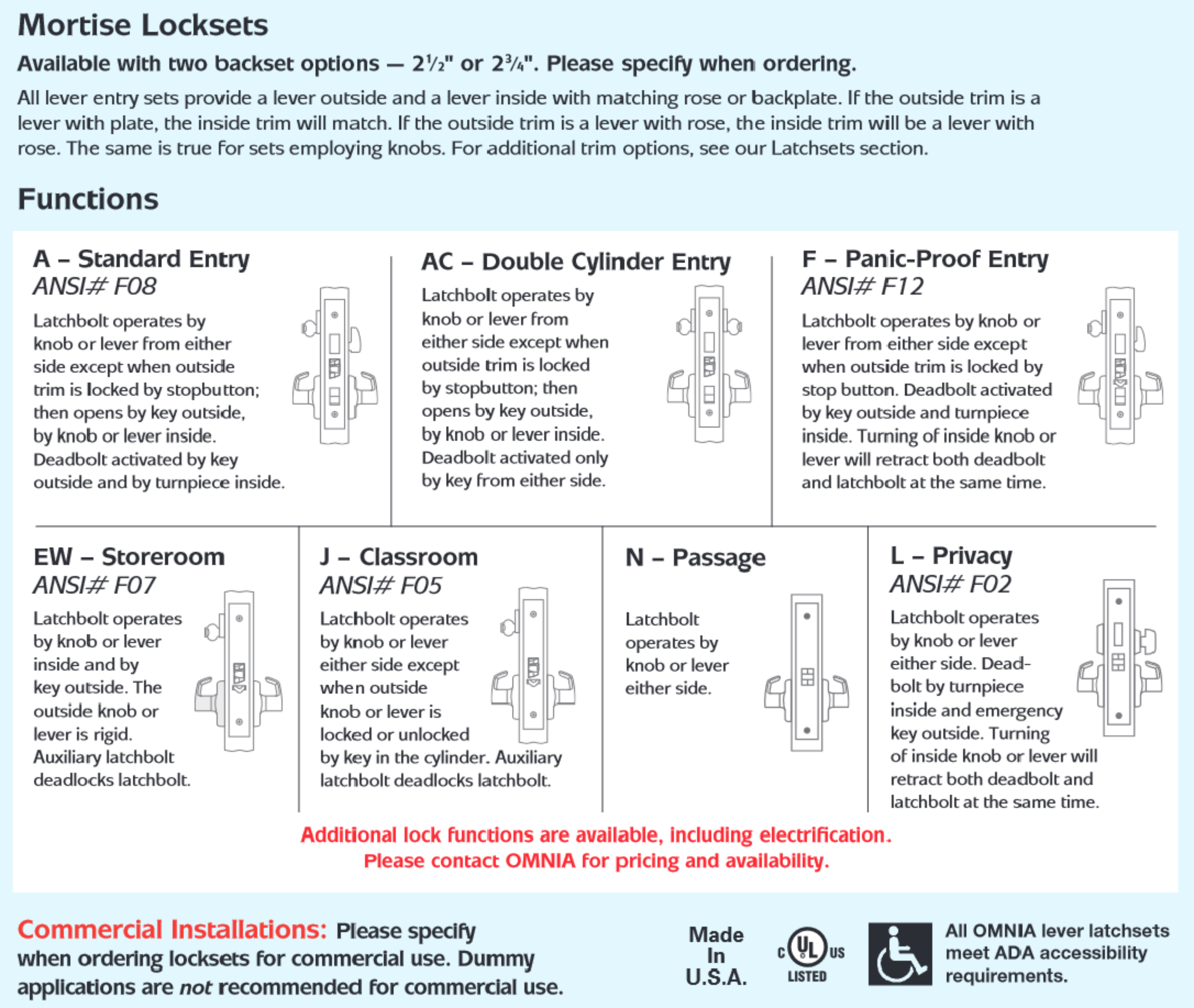 Omnia 4036 Modern Mortise & Deadbolt Lockset