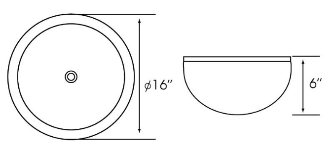 Lenova Sinks - Above Counter - GV-01 Glass Bathroom Sink - 16"