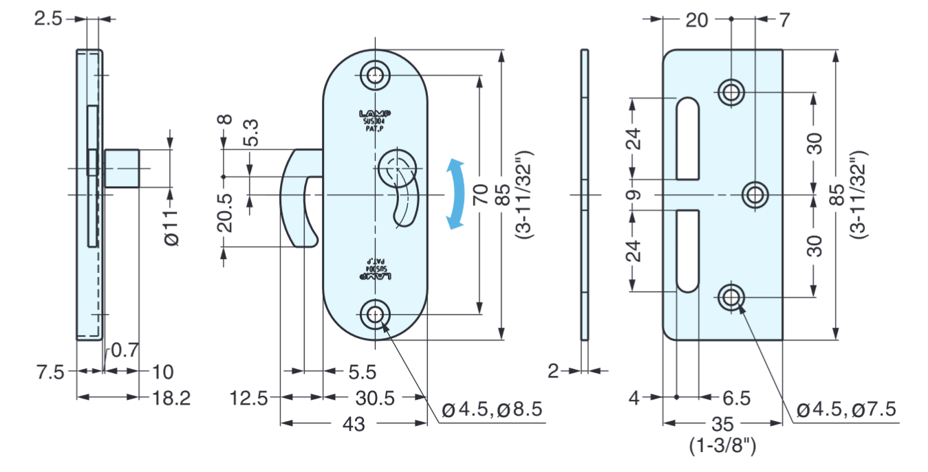 Sugatsune HC-85/S Sliding Door Latch with Indicator