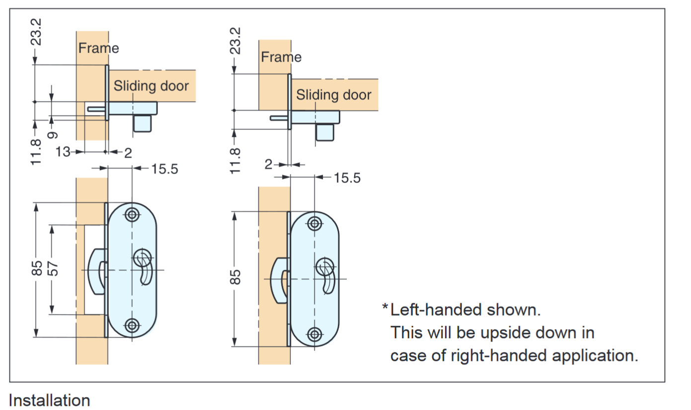 Sugatsune HC-85/S Sliding Door Latch with Indicator