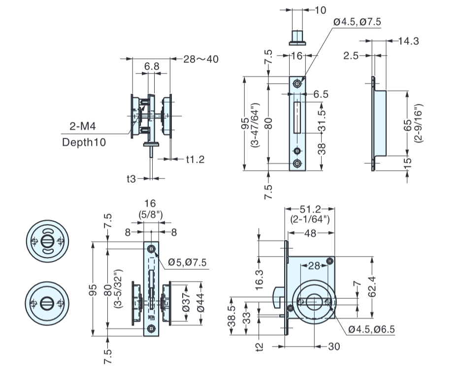 Sugatsune HC-30/HC-30H Sliding Door Latch