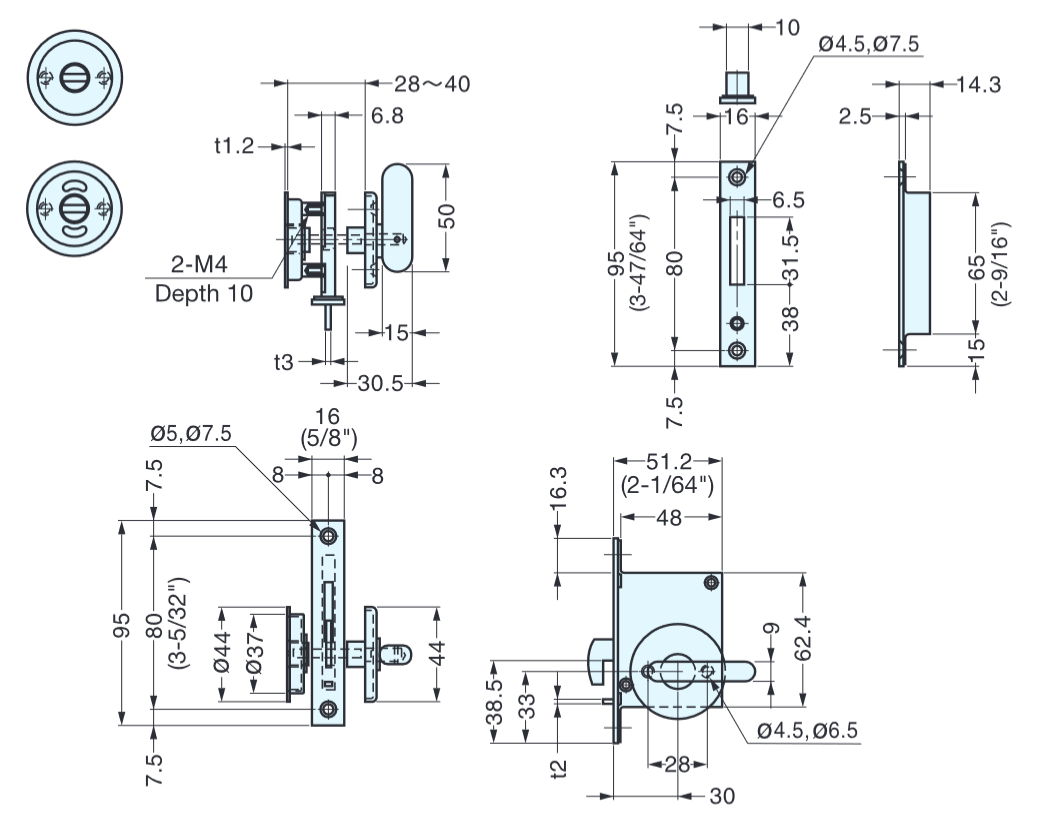 Sugatsune HC-30L/HC-30HL Sliding Door Latch