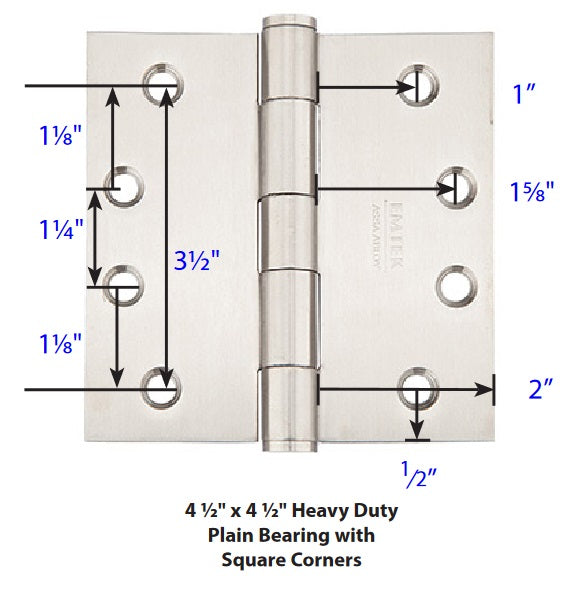 Emtek - Stainless Steel Hinges - Heavy Duty Plain Bearing Hinges (Pairs)