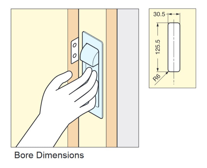 Sugatsune HH-P135 Stainless Steel Recessed Pull (W/Door Stopper)