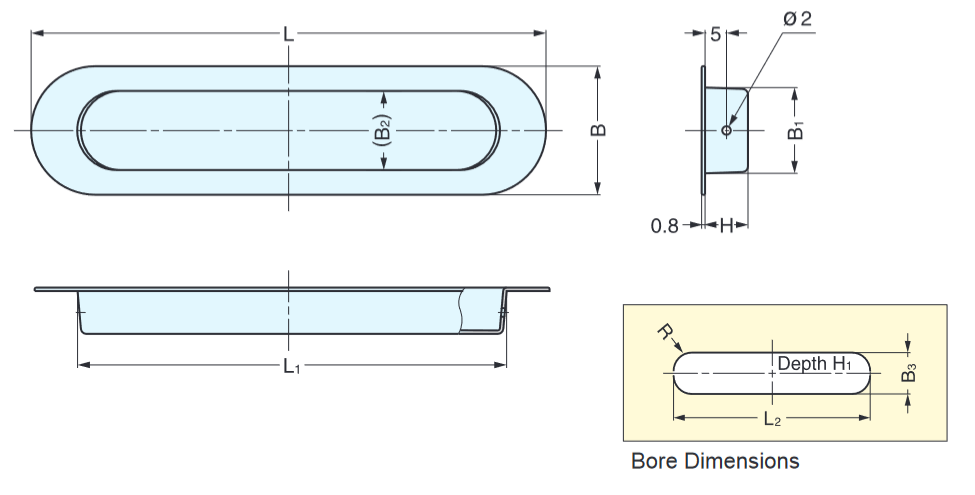Sugatsune HN Stainless Steel Recessed Pull