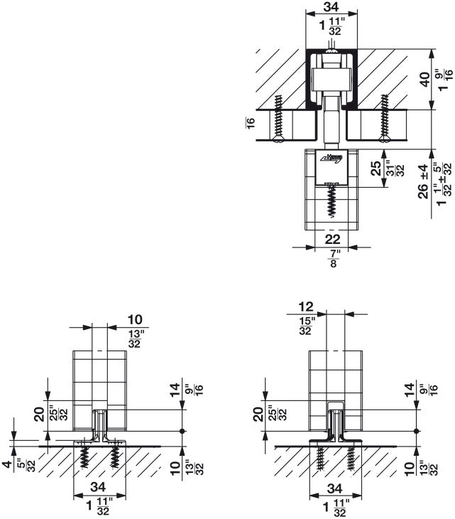 Hafele HAWA Junior 80/B (mod.) Sliding Door Hardware Set (Track NOT Included)