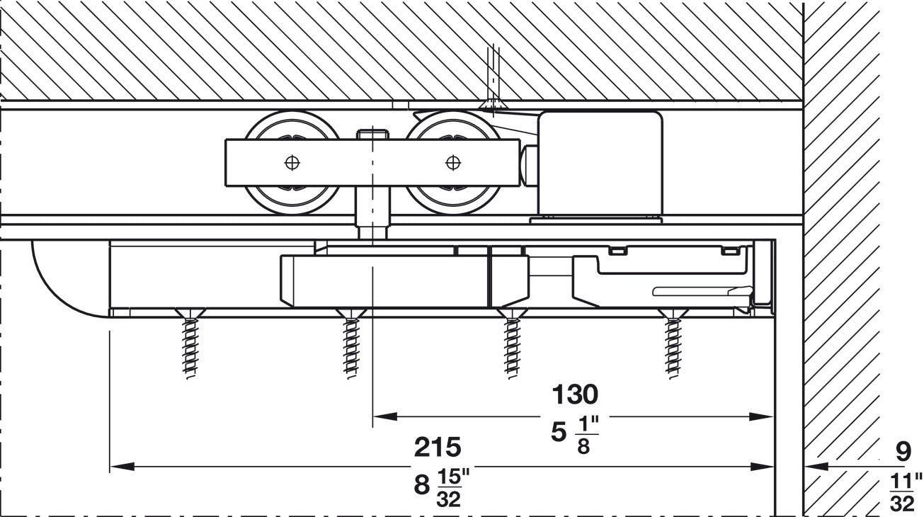 Hafele HAWA Junior 80/B (mod.) Sliding Door Hardware Set (Track NOT Included)