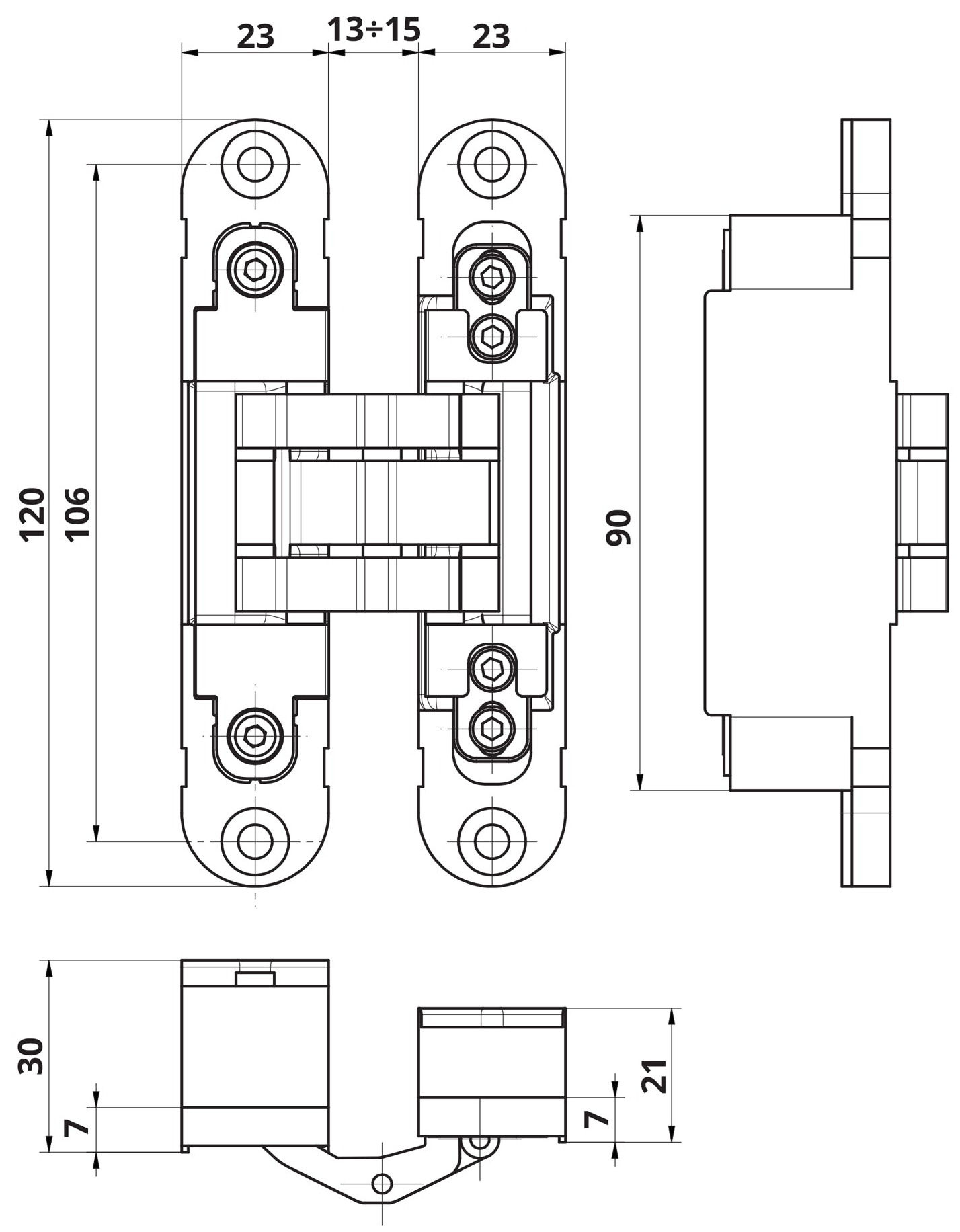 DoorwareCA - Otlav Invisacta - IN230 3D Adjustable Concealed Hinge 60kg/2 Hinge (Each)