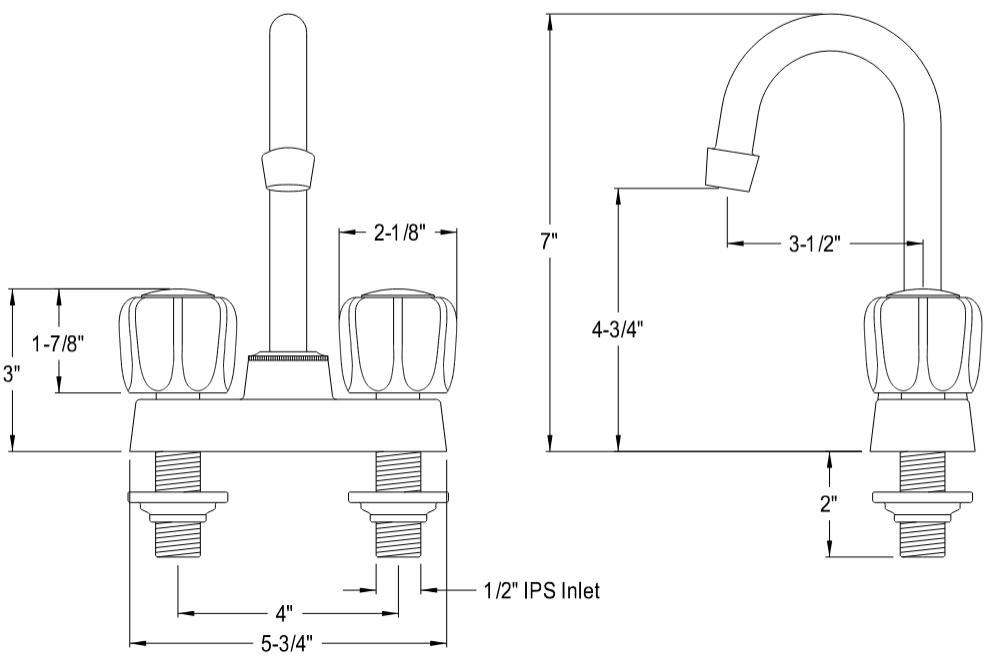 Kingston - Bar Faucets - Americana KB461 Two-Handle 2-Hole Deck Mount Bar Faucet