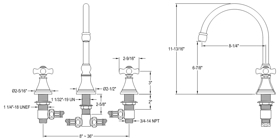 Kingston - Tub Faucets - Roman KS234PX Two-Handle 3-Hole Deck Mount Roman Tub Faucet