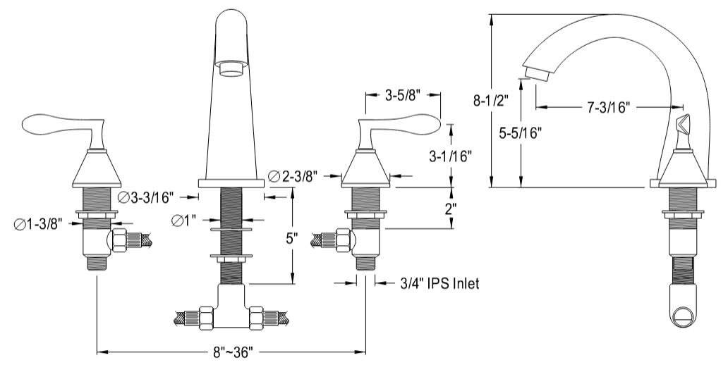 Kingston - Tub Faucets - Century KS236CFL Two-Handle 3-Hole Deck Mount Roman Tub Faucet