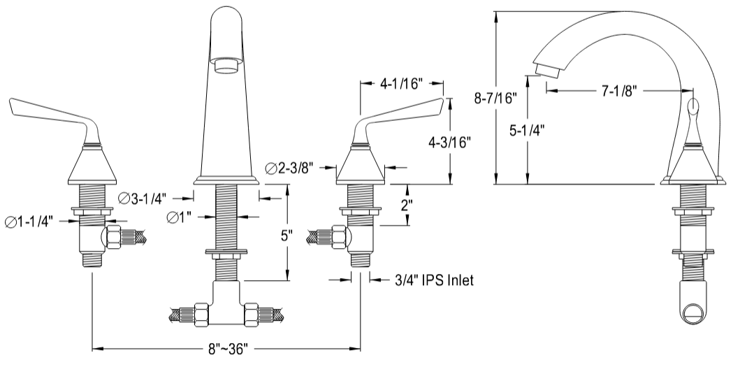 Kingston - Tub Faucets - Silver Sage KS236ZL Two-Handle 3-Hole Deck Mount Roman Tub Faucet