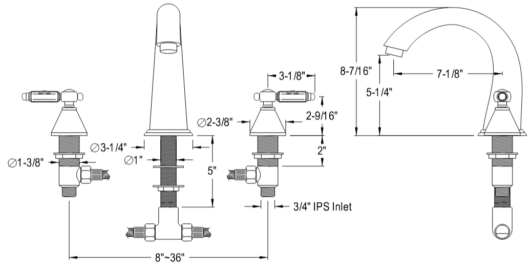 Kingston - Tub Faucets - Roman KS236GL Two-Handle 3-Hole Deck Mount Roman Tub Faucet